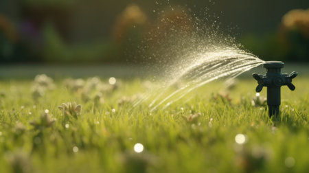 Grass system irrigation Illustration Generative AIの素材