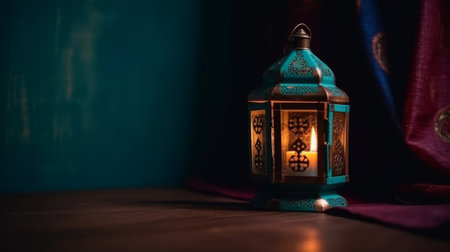 Ramadan Kareem Background with Lantern. Illustration Generative AIの素材