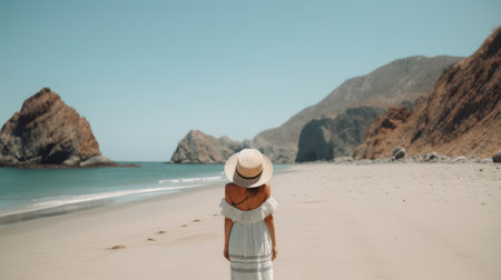 girl on the beach. Illustration Generative AIの素材