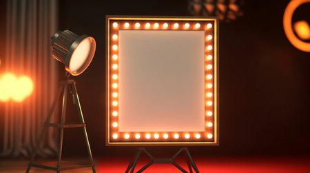Frame with bulb lights. Illustration Generative AIの素材