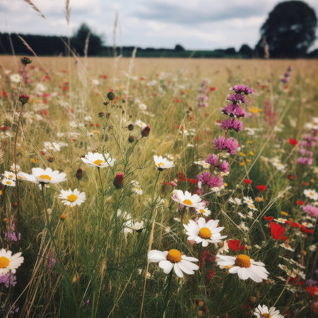 natural meadow background. Illustration Generative AIの素材