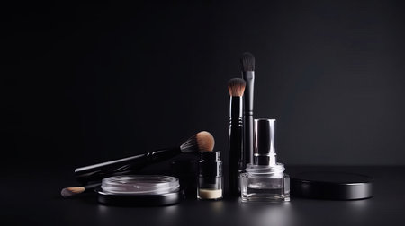 Makeup brush background. Illustration Generative AIの素材