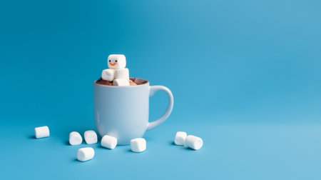 Hot chocolate mug with melted marshmallows snowman Illustration Generative AIの素材