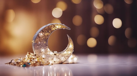 Ramadan background with moon. Illustration Generative AIの素材