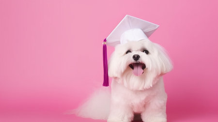 Cute dog in graduation cap. Illustration Generative AIの素材