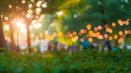 Summer party bokeh background. Illustration Generative AIの素材