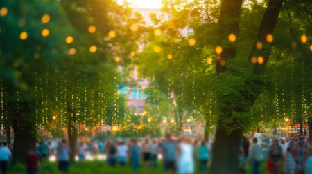 Summer party bokeh background. Illustration Generative AIの素材