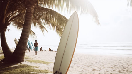 Surf board background. Illustration Generative AIの素材