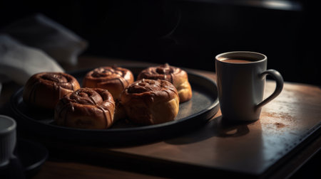 Cinnamon bun. Illustration Generative AIの素材