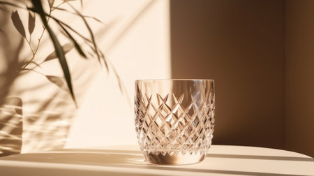 Bohemian crystal glass with sparkling sunlight shadow Illustration Generative AIの素材