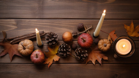 Autumn Thanksgiving Day background. Illustration Generative AIの素材