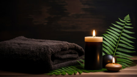 Spa background with candles. Illustration Generative AIの素材