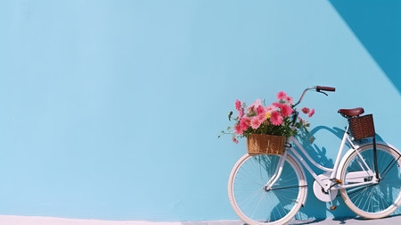Bicycle with flowers. Illustration Generative AIの素材