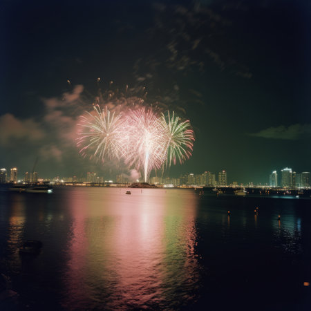 New Year fireworks. Illustration Generative AIの素材