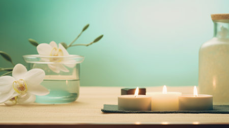 Spa background with candles. Illustration AI Generativeの素材