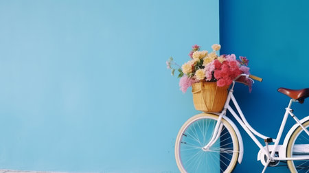 Bicycle with flowers. Illustration Generative AIの素材