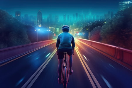 Sportsman rides a bicycle, Illustration Generative AIの素材