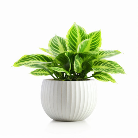Green domestic plant in flower pot. Illustration Generative AIの素材