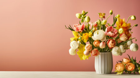 Beautiful spring flower bouquet. Illustration Generative AIの素材