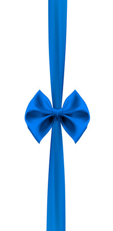 Blue silk bow with ribbon. vector illustration. EPS10のイラスト素材