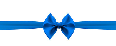 Blue silk bow with ribbon. vector illustration. EPS10のイラスト素材