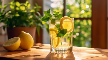 Glass of lemonade. Illustration Generative AIの素材