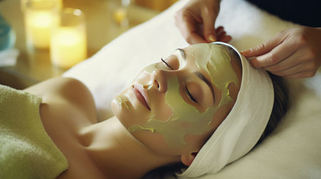 Young woman in spa. Illustration Generative AIの素材