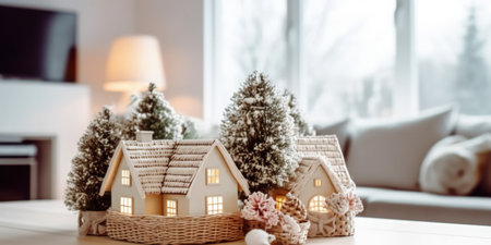 Scandinavian concept of festive decoration of the house. Illustration Generative AIの素材