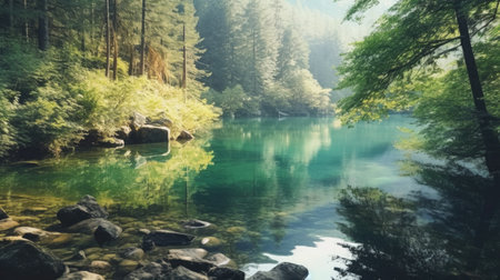mountain river background. Illustration Generative AIの素材