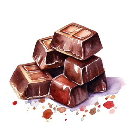 Watercolor sweet chocolate. Illustration Generative AIの素材