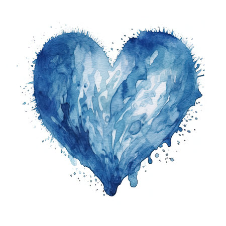 Blue watercolor heart. Illustration Generative AIの素材