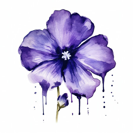 Violet watercolor flower. Illustration Generative AIの素材