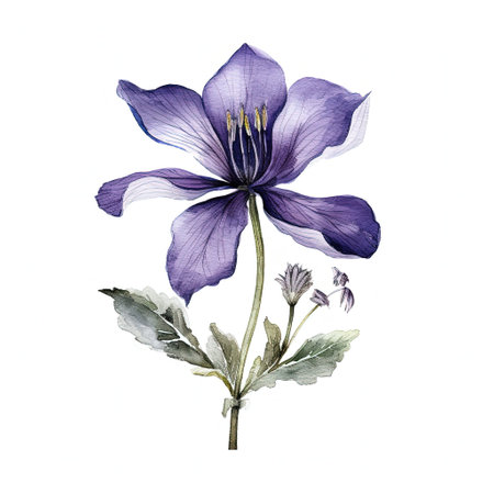 Violet watercolor flower. Illustration Generative AIの素材