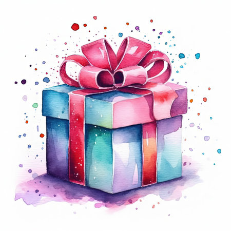 watercolor gift. Illustration Generative AIの素材