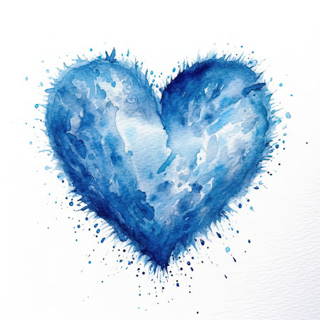Blue watercolor heart. Illustration Generative AIの素材