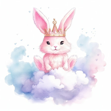 Cute princess bunny. Illustration Generative AIの素材