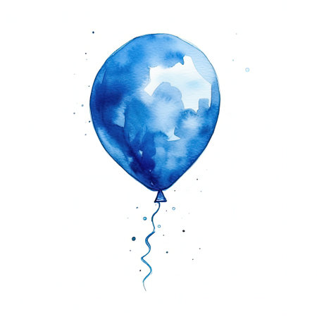 Blue watercolor balloon isolated. Illustration Generative AIの素材
