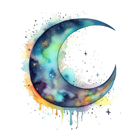 watercolor moon. Illustration Generative AIの素材