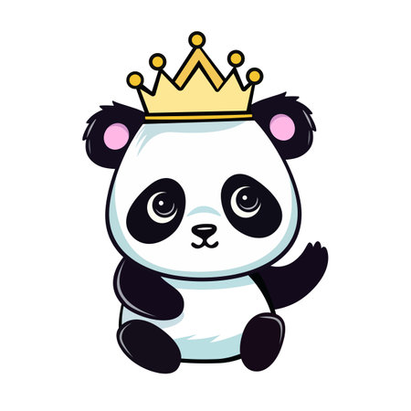 Cute Baby Panda in Crown. Vector Illustration EPS10のイラスト素材