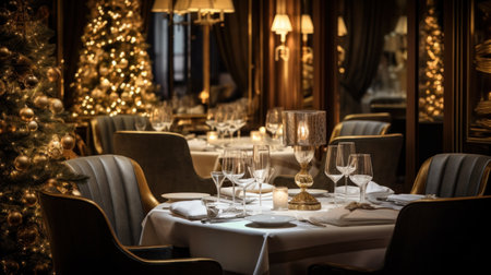 New Year celebration, restaurant setting with a touch of classの素材