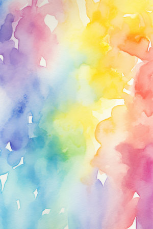 a bright and cheerful background with a rainbow of watercolor tones.の素材