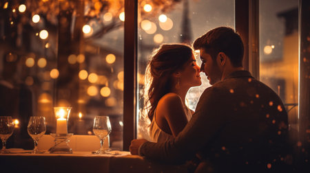 the romance and magic of a New Year celebration in a restaurant setting.の素材