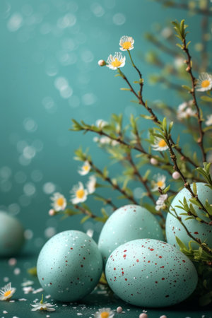 Beautiful bright poster for Easter advertising without text.の素材