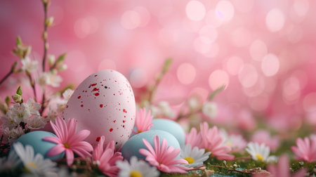 Beautiful bright poster for Easter advertising without text.の素材