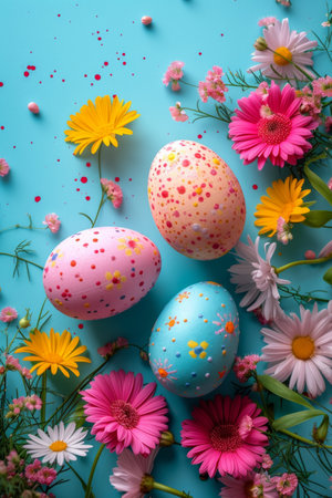Beautiful bright poster for Easter advertising without text.の素材