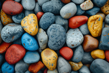 a pile of rocks in blue and red.の素材