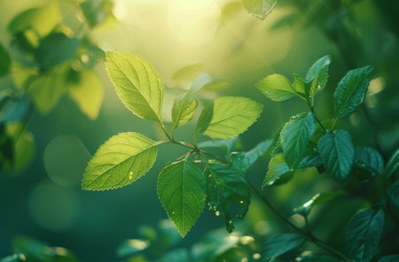 green leaves in a beautiful natural scene,.の素材