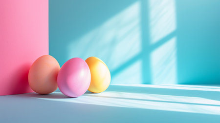 minimalist vivid advertisment easter background with copy space.の素材