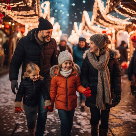 family, winter, christmas, happiness, daughter, mother, holiday, child, woman, happy, people, girl, celebration, caucasian, decoration, night, gift, xmas, street, cheerful, joy, together, fun, parent, smiling, city, kid, young, love, childhood, December, outdoorの素材