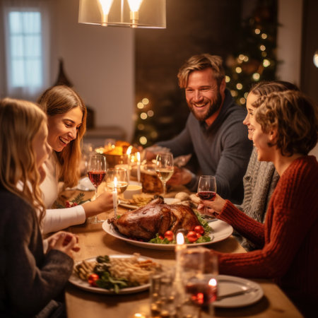 A family is enjoying a sleigh ride through a snowy winter wonderland.の素材